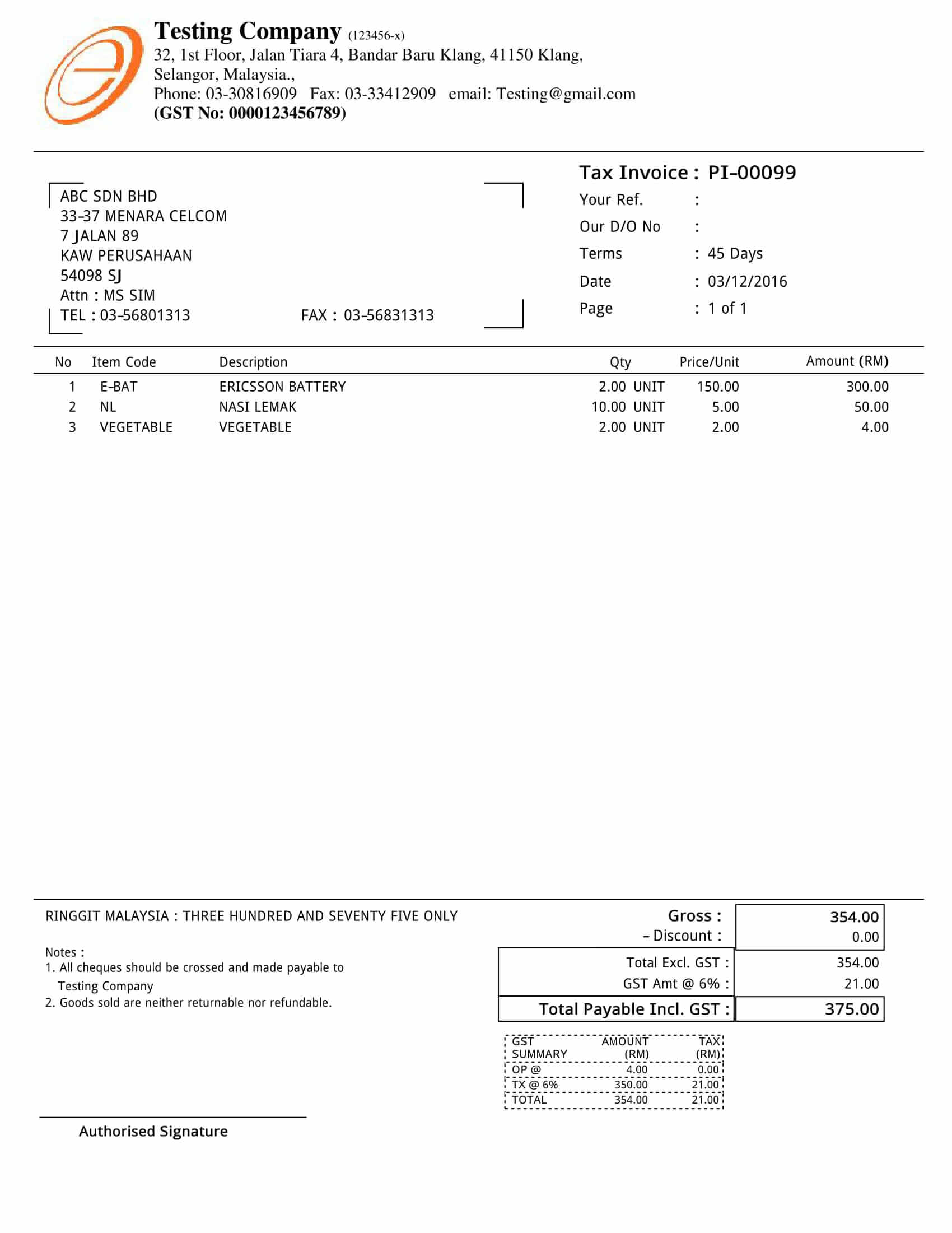 02 tax invoice summary e stream msc